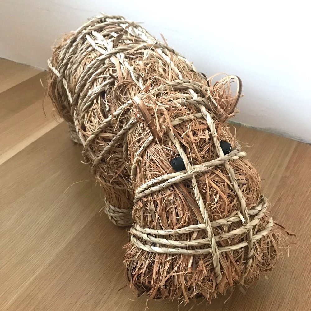 Anthropologie Hippo Figurine Natural Fiber Hippopotamus Home Decor